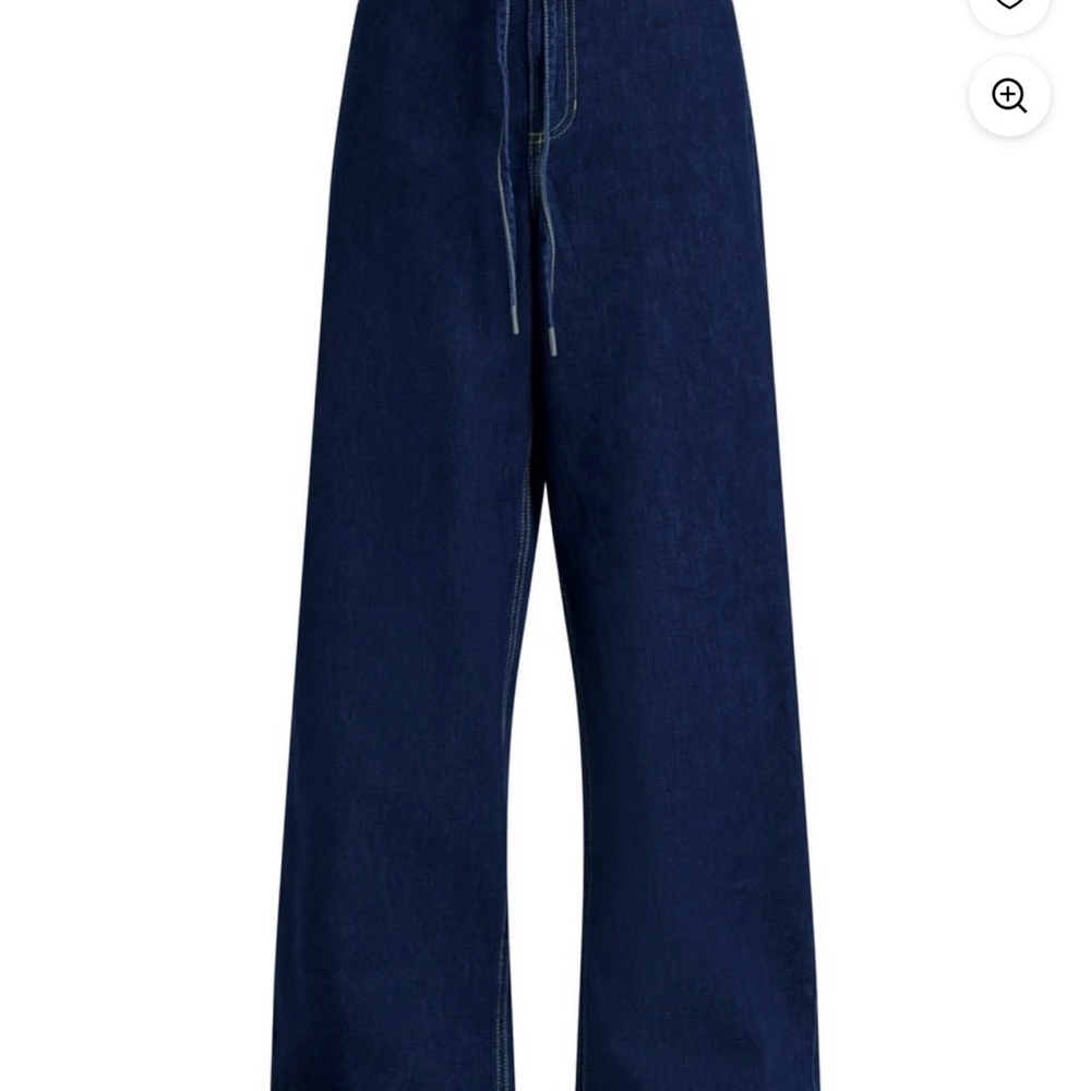 Free Assembly Women's Loose Fitting Wide Leg Jeans with Adjustable Tie Waist 6 - Picture 5 of 7